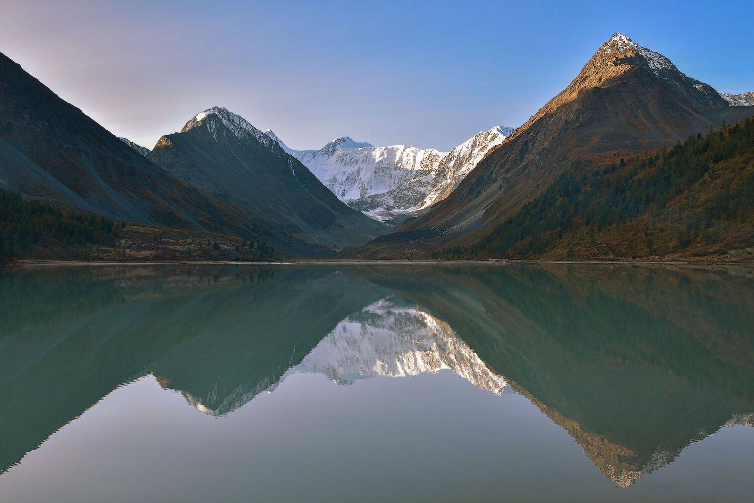 алтай, горы, белуха, озеро, аккемское, симметрия, природа, утро, Кетова Вера