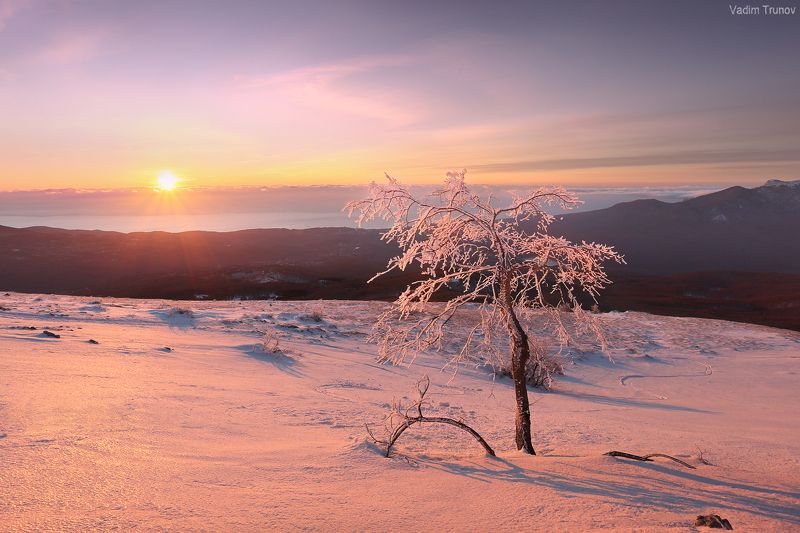 крым, чатыр-даг Зимний рассвет на Чатыр-Даг фото превью