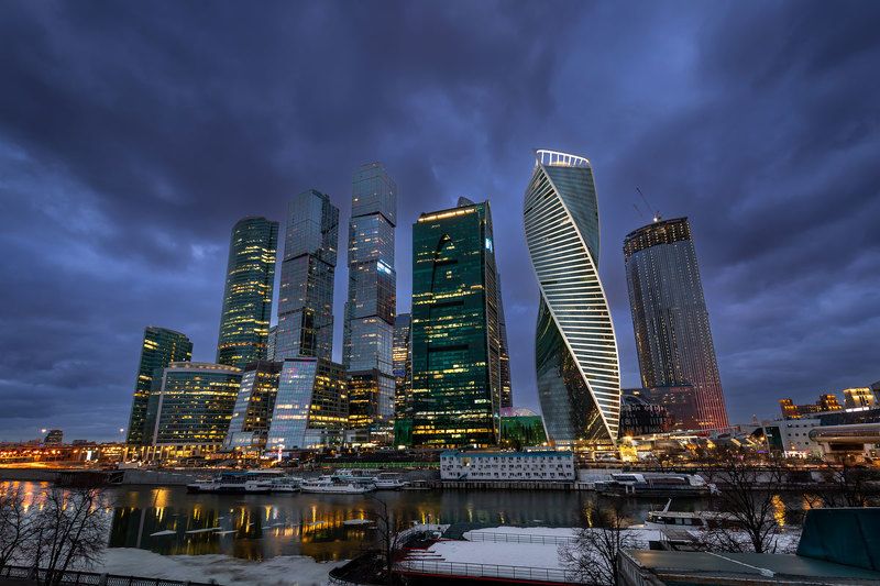 москва, сити, сity, ночь, вечер, небоскреб Москва-сити фото превью