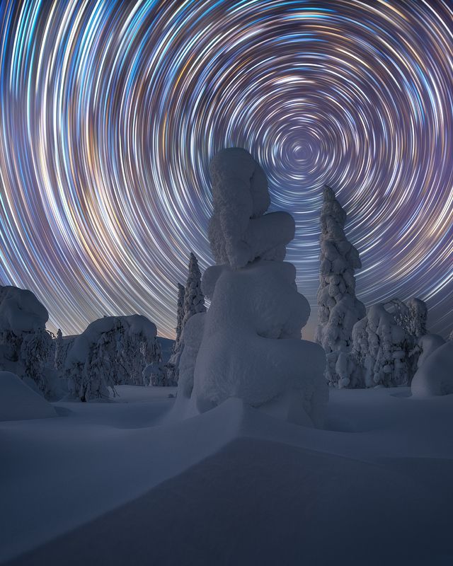 главный уральский хребет, гух, зима, урал, северный урал, астро, ночь, звездные треки, треки, звездные следы, startrail, startrails Звездный циркуль фото превью