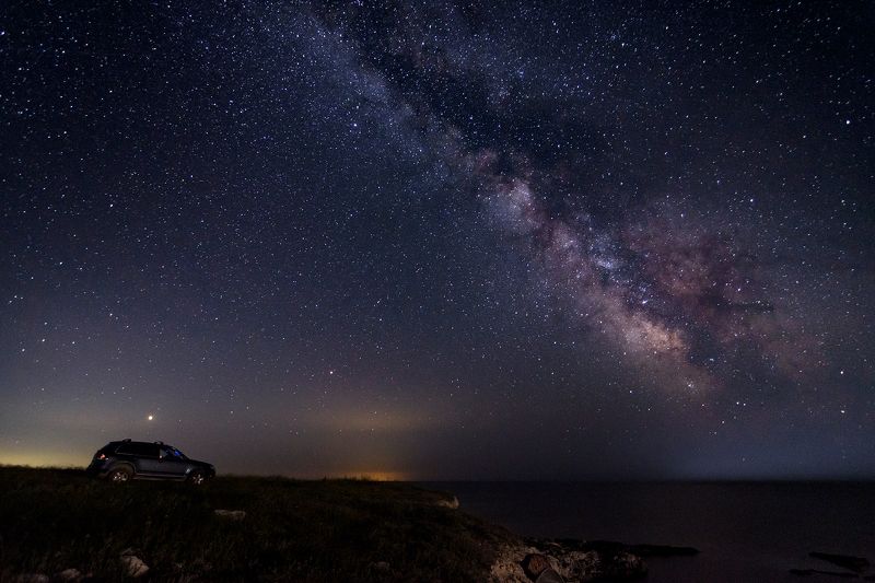 Тарханкут, Крым, звездное небо, млечный путь, Атлеш, лето 2021 Звездный путь на берегу Тарханкута фото превью