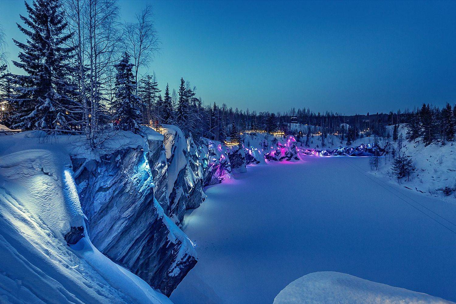 рускеала, карелия, зима, иллюминация, Владимир Липецких