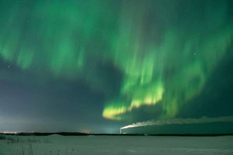 печора, северное сияние, коми Вечер на Печоре фото превью