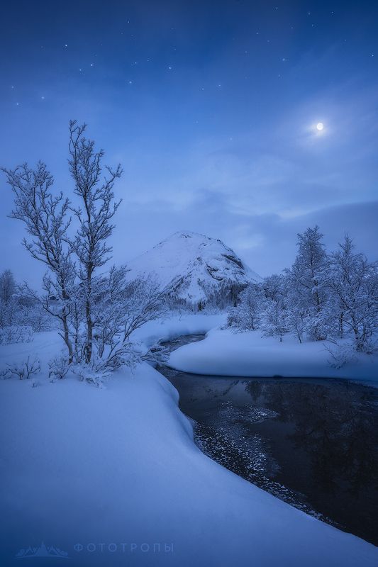север, кольский, лес, зима, хибины Озеро Малый Вудъявр фото превью