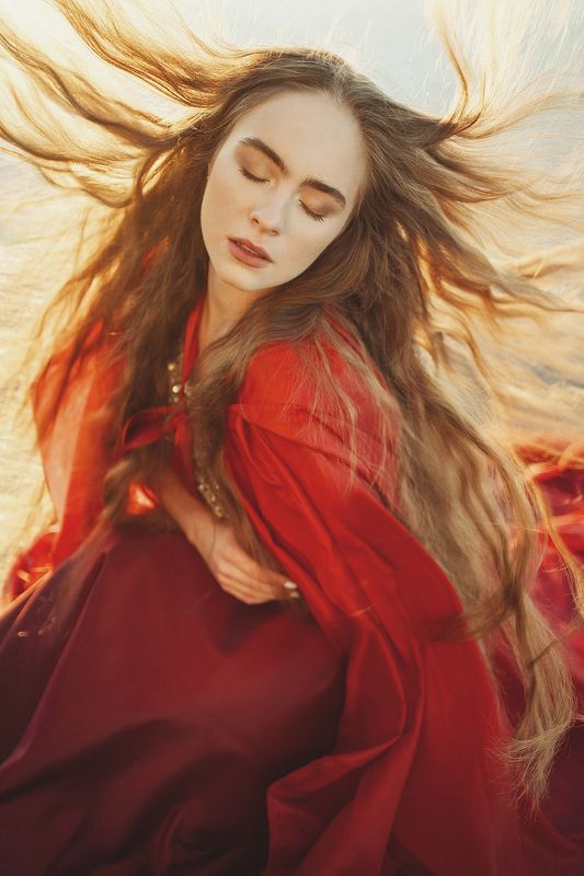 девушка, портрет, зима, рассвет, лед Зимний рассвет фото превью