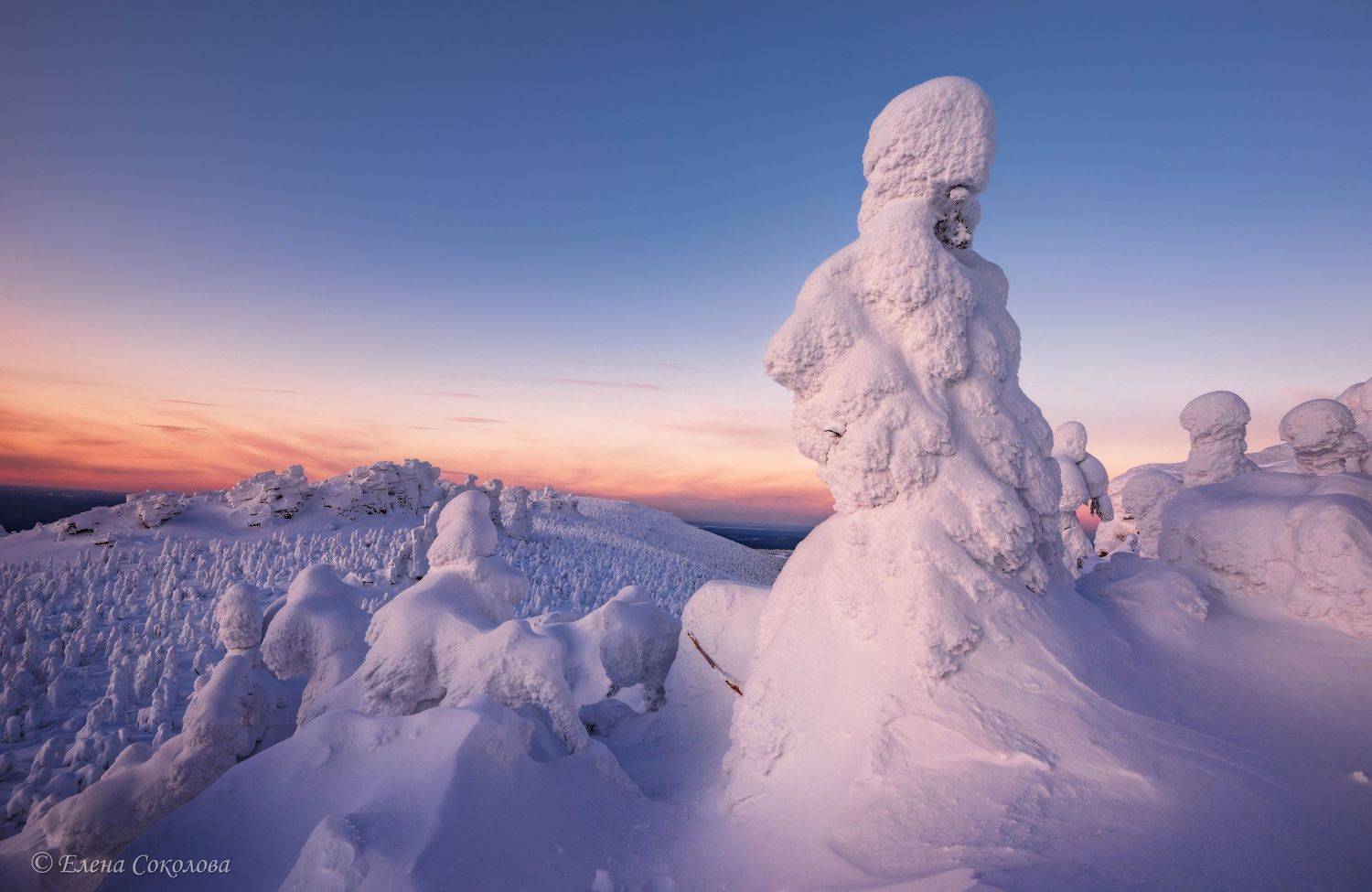 помяненный камень, колчимский камень, зимний пейзаж, закат, северный урал, рассвет, утро, Соколова Елена