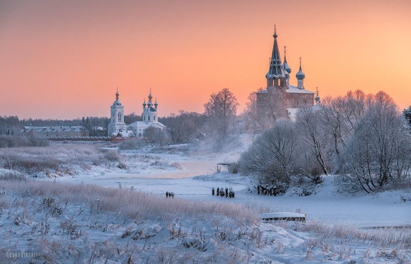 дунилово, ивановская область, мороз, храм, село, зима Два рассвета фото превью