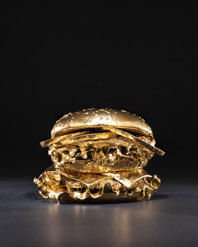 gold, burger, studio, hasselblad, black background, food Gold reserve фото превью
