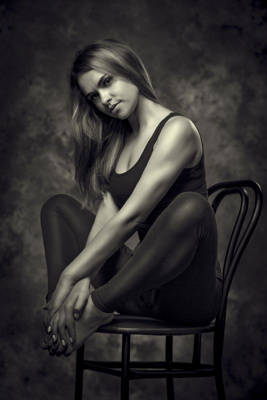 девушка, студия, художественное фото, портрет, женский портрет, ч/б *** фото превью