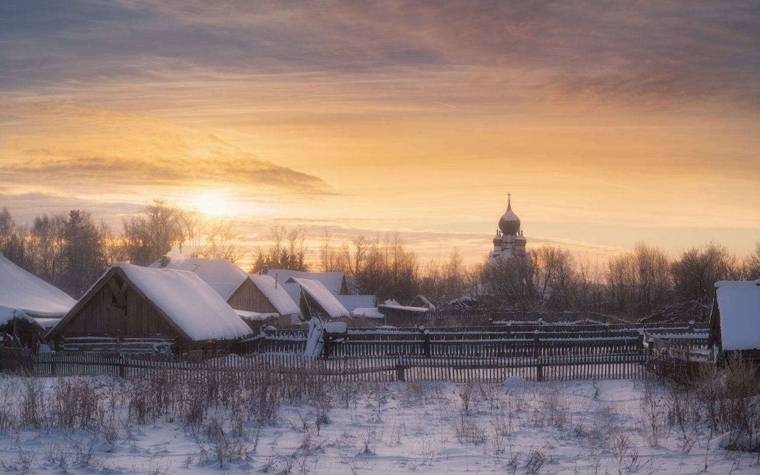 зима, закат, Дмитрий Медянцев