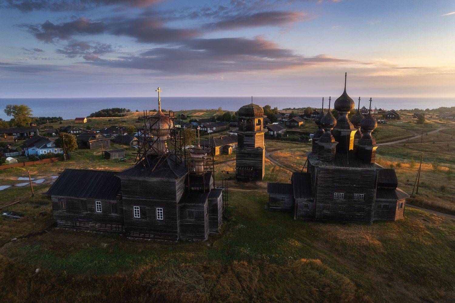 россия, архангельская область, русский север, пейзаж, природа, лето, деревянное зодчество, рассвет, ворзогоры, белое море, погост, церковь, Оборотов Алексей