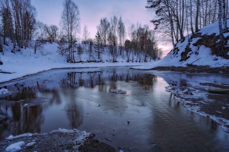 Весна, ручей, Рыбинск, Глебово, вечер, закат  Весна идёт, весне дорогу  фото превью