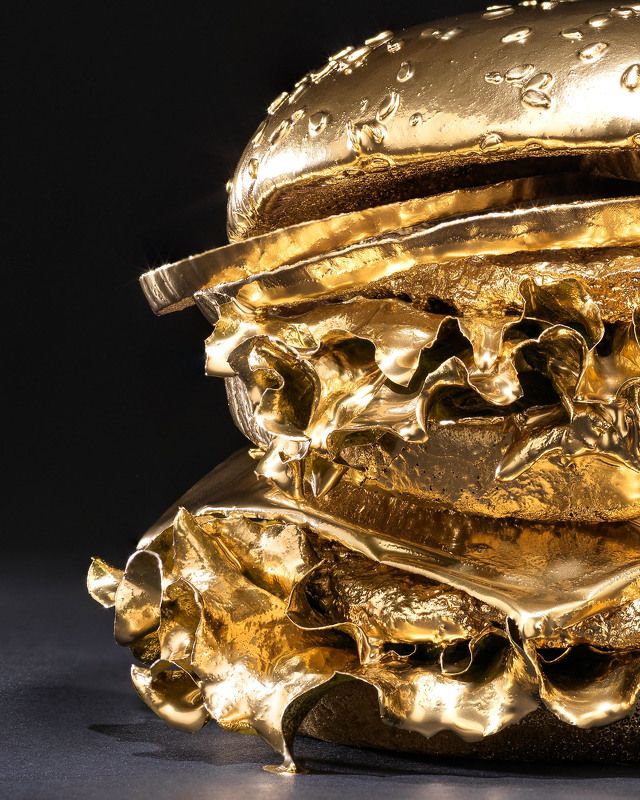 gold, burger, studio, hasselblad, black background, food Gold reserve фото превью