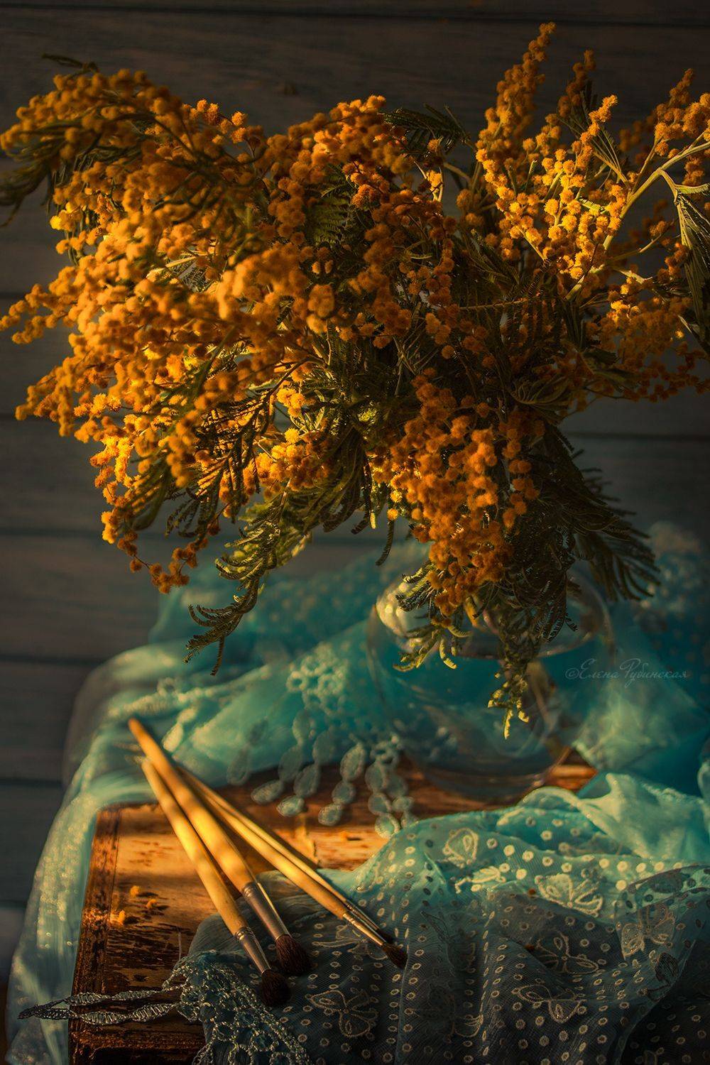 натюрморт, мимоза, букет, Елена Рубинская