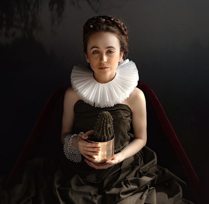 fineartphotography, портрет, студийныйпортрет, девушка, fineart Портрет с кактусом фото превью