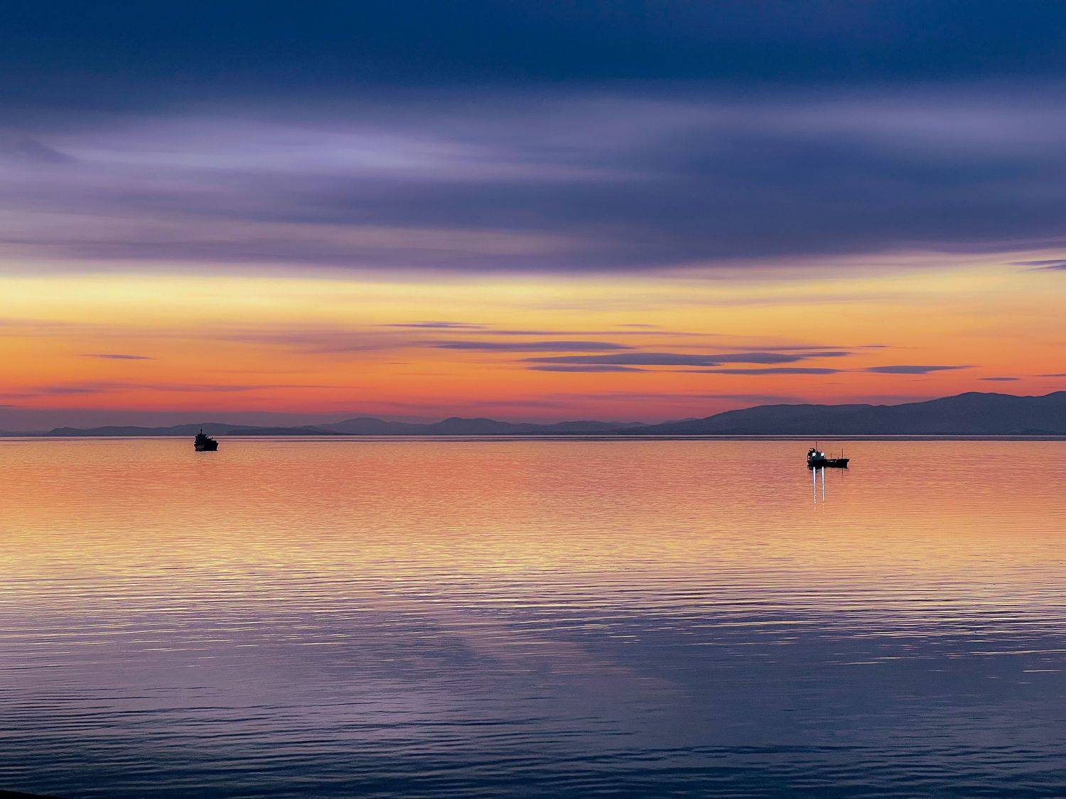 Закат, море, оттенки, корабли, Евгения Журавлева