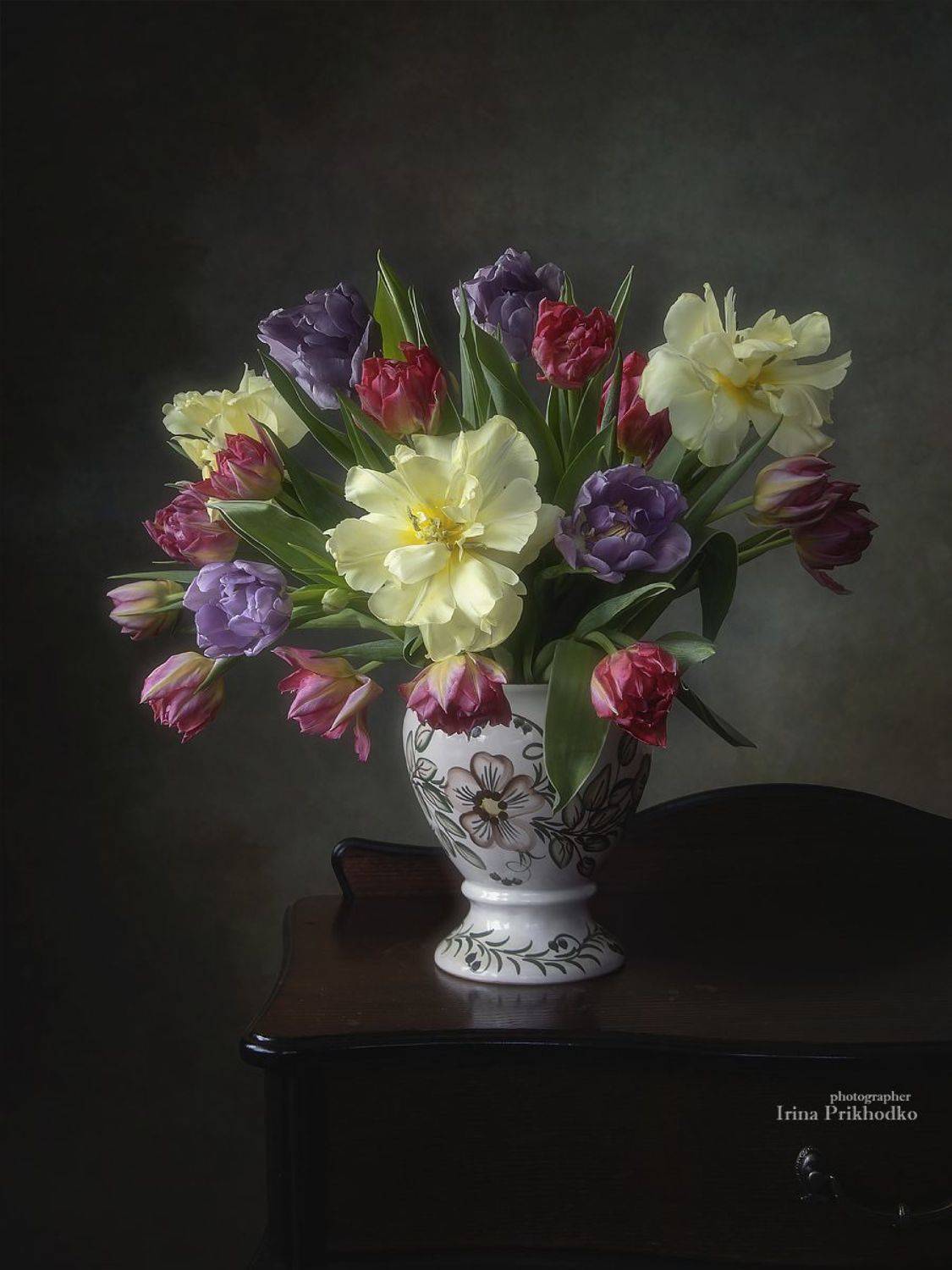 натюрморт, цветы, тюльпаны, букет, винтажный, Приходько Ирина