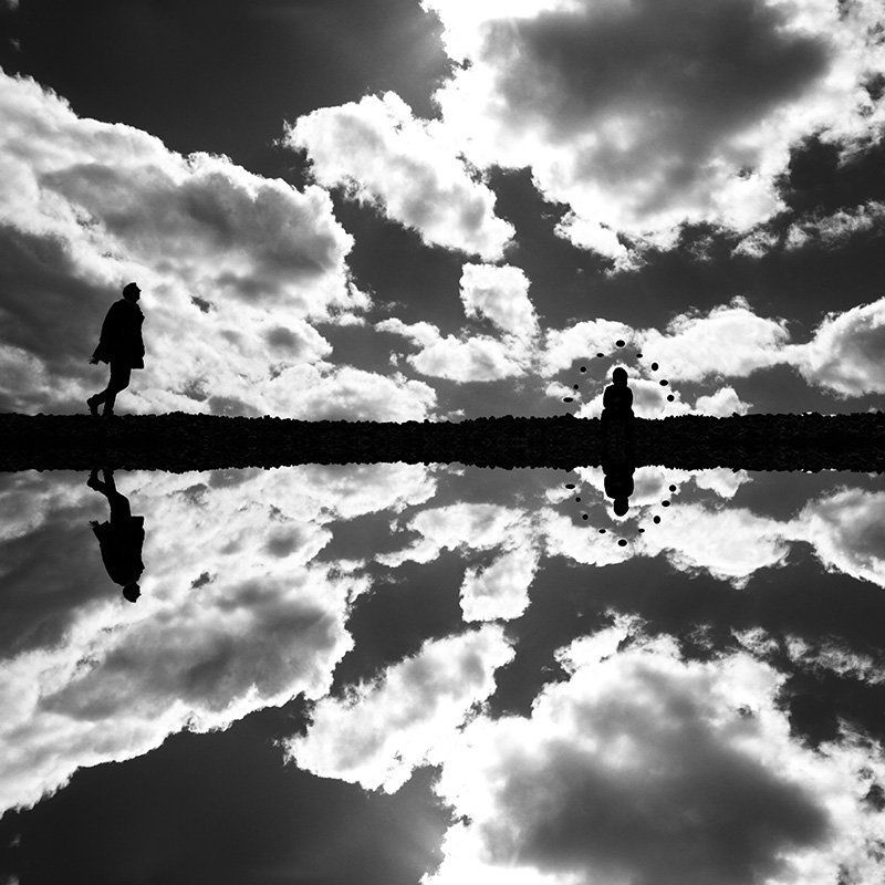 concept, conceptual, fine art, human, milad safabakhsh, black and white, human, reflection, statue, clouds Untitled фото превью