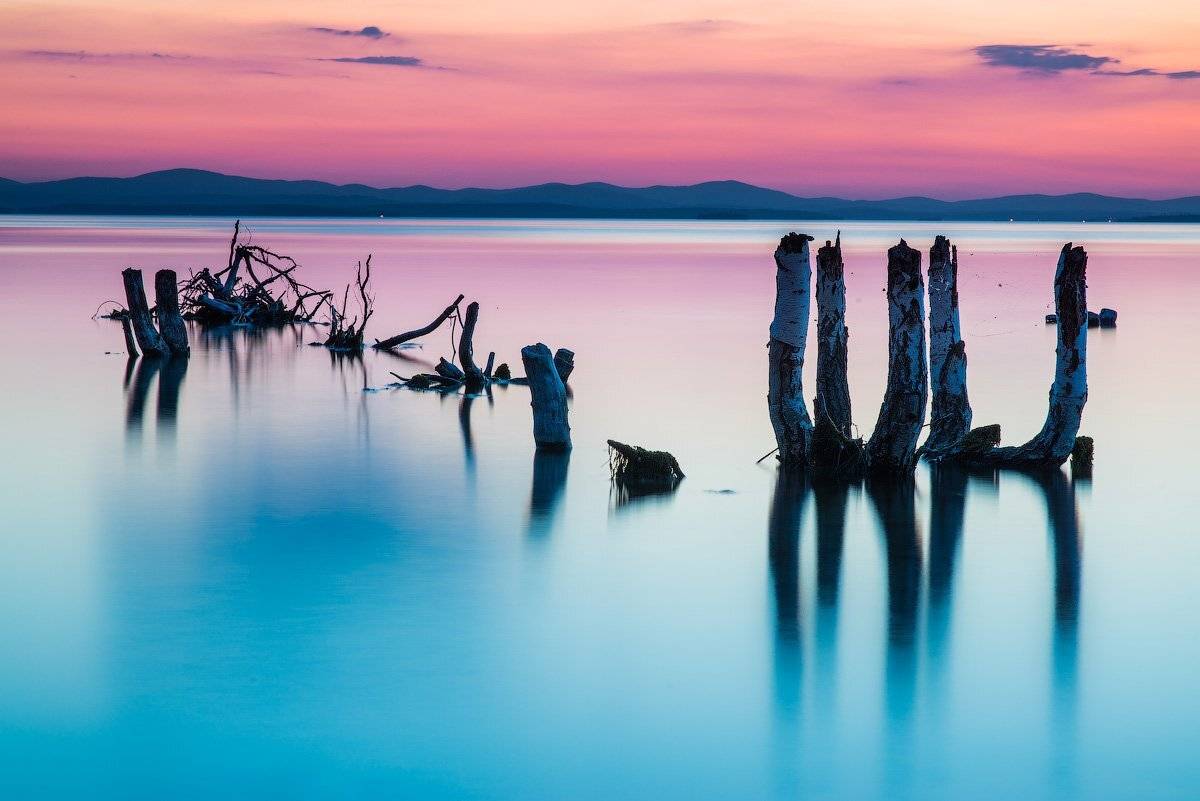 Вечер, Закат, Озеро, Увильды, Василий Яковлев
