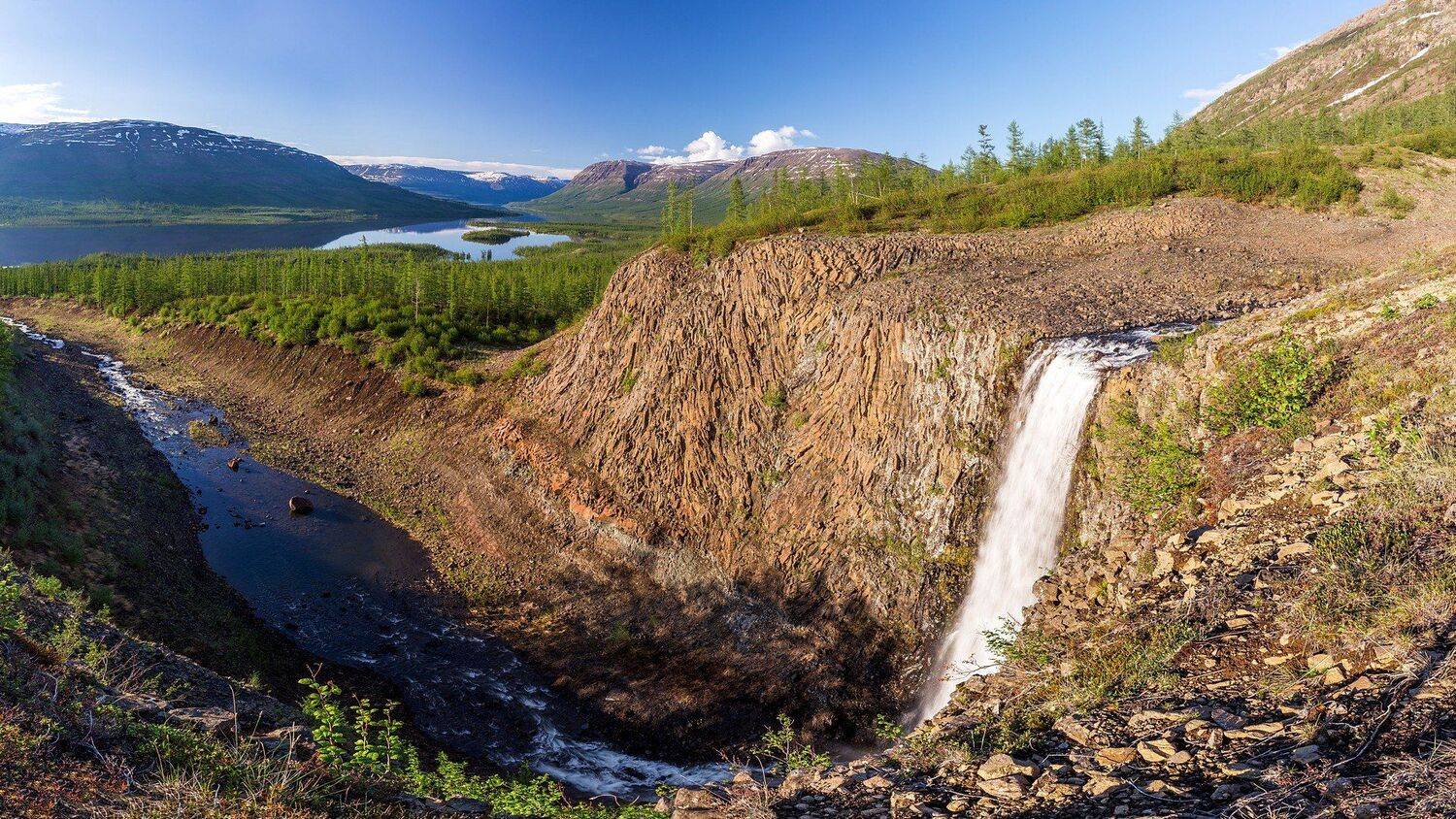 Весна, Водопад, Красноярский край, Лесотундра, Озеро дюпкун, Плато путорана, Река курейка, Столбчатая отдельность, Эвенкия, Кирилл Уютнов