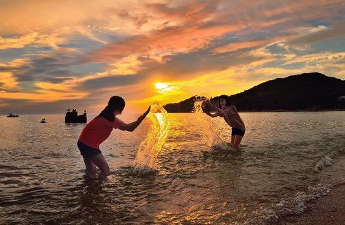 Sunset and girls