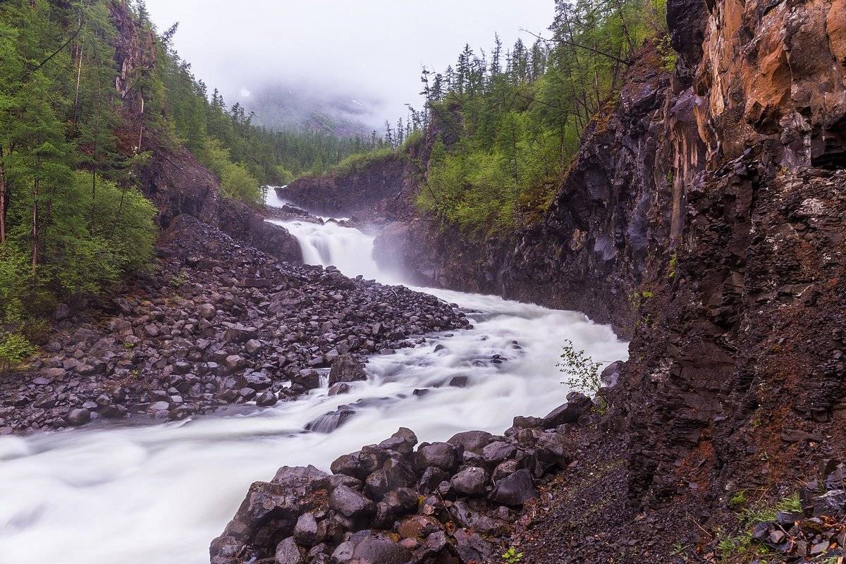Весна, Водопад, Дюпкун, Курейка, Путорана, Туман, Кирилл Уютнов
