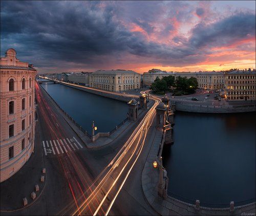 Фонтанка, мост и площадь Ломоносова