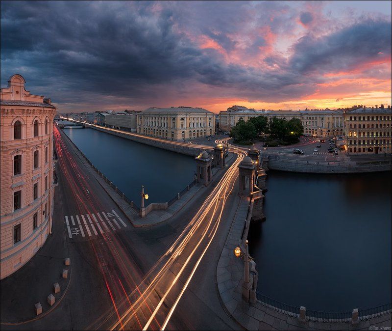 Закат, Мост Ломоносова, Санкт-петербург, Фонтанка Фонтанка, мост и площадь Ломоносова фото превью