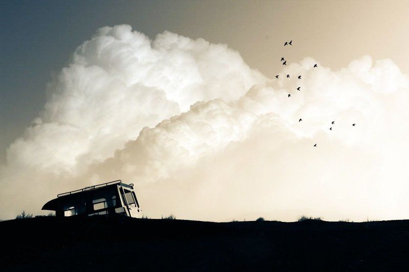 landscape, nature, birds, clouds, abandoned, hope, fly, milad safabakhsh, miladsafabakhsh Hope фото превью