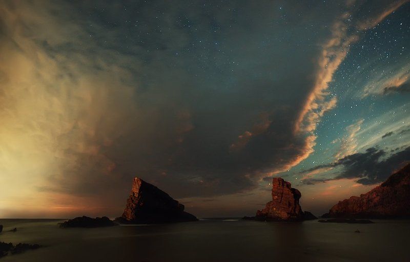 Болгария, Звезды, Море, Небо, Ночь, Облака *** фото превью