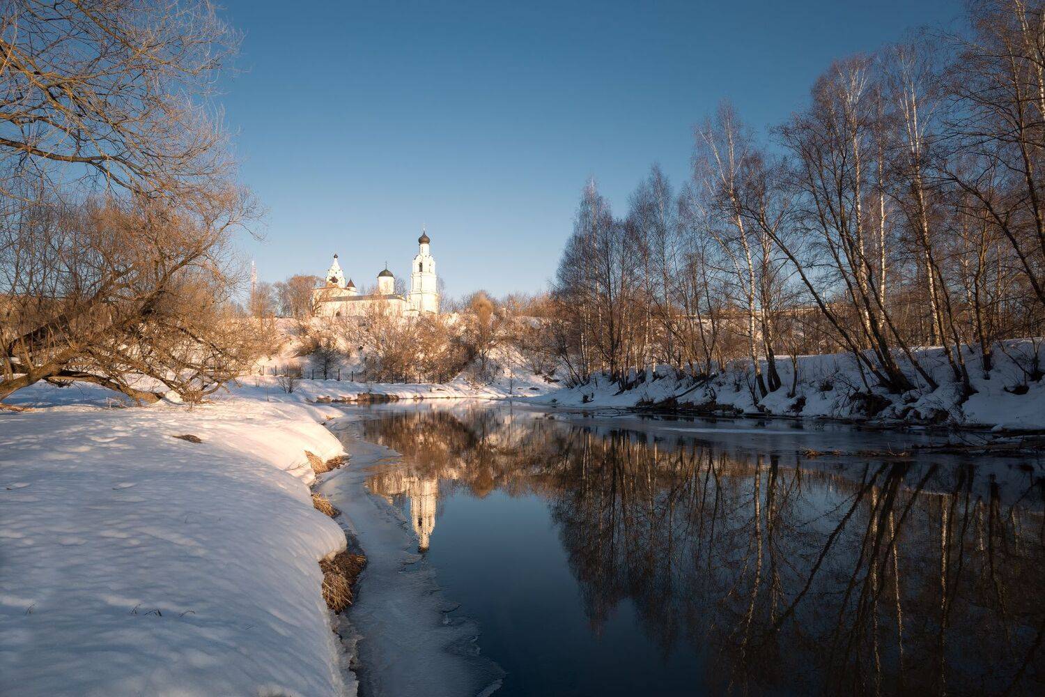 весна,река,храм,вечер,отражение, Виталий Полуэктов