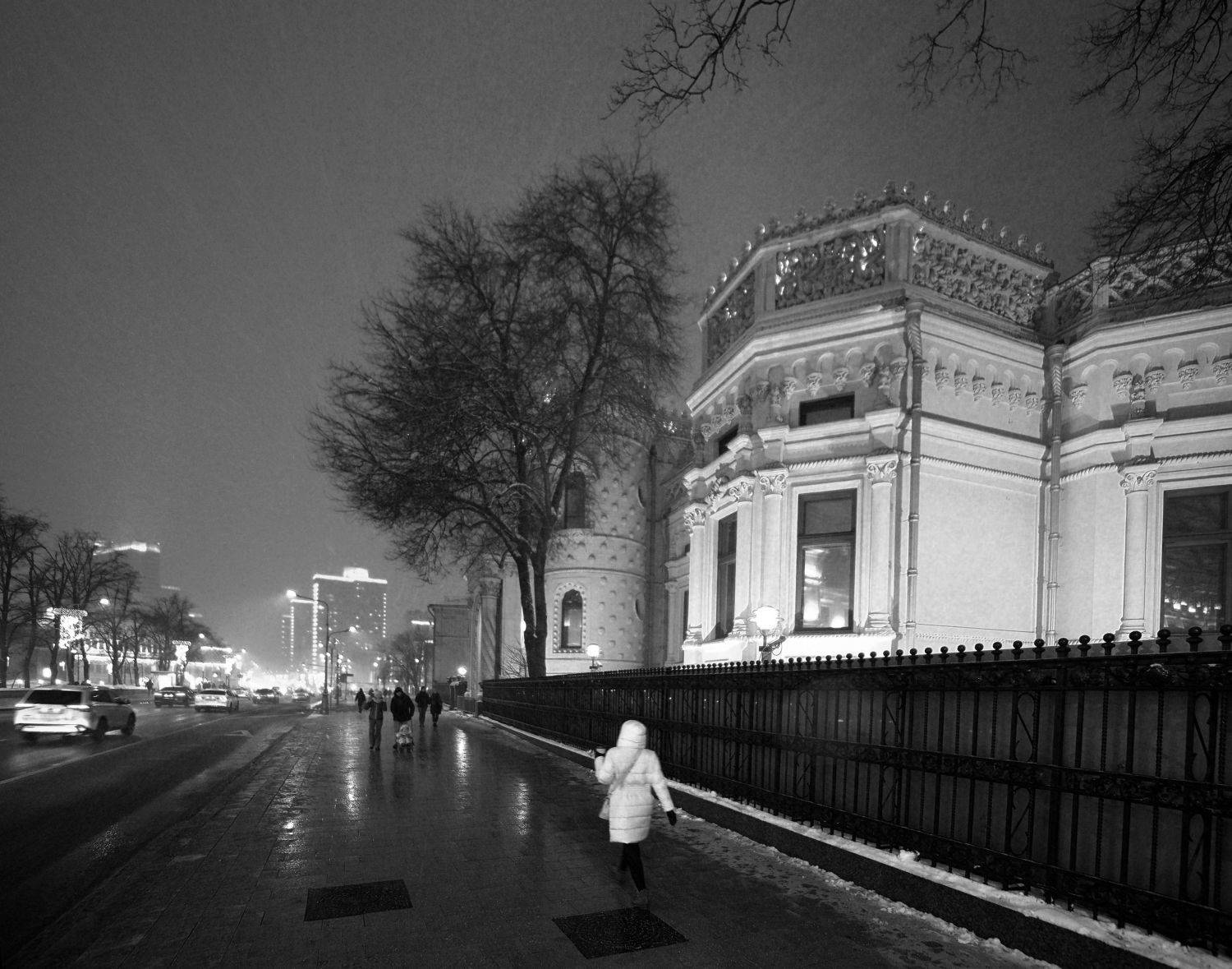 ночь, снегопад, Арбат, Дмитрий Ткаченко