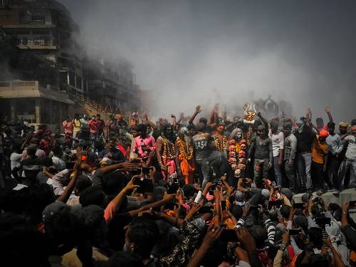 Holi celebration at cremation 