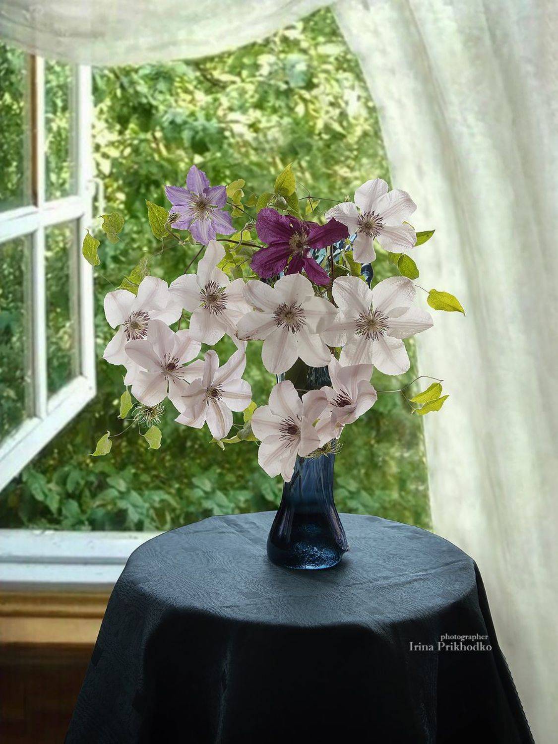 натюрморт, лето, цветы, букеты, клематис, Приходько Ирина