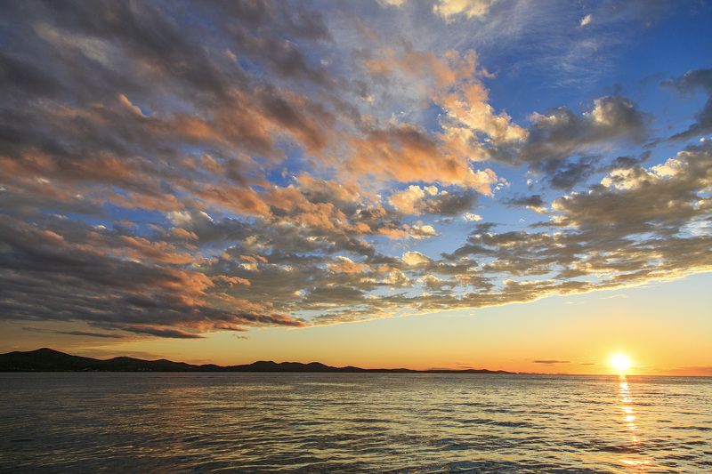 закат, солнце, лето, пейзаж, море, вода Закат на море фото превью