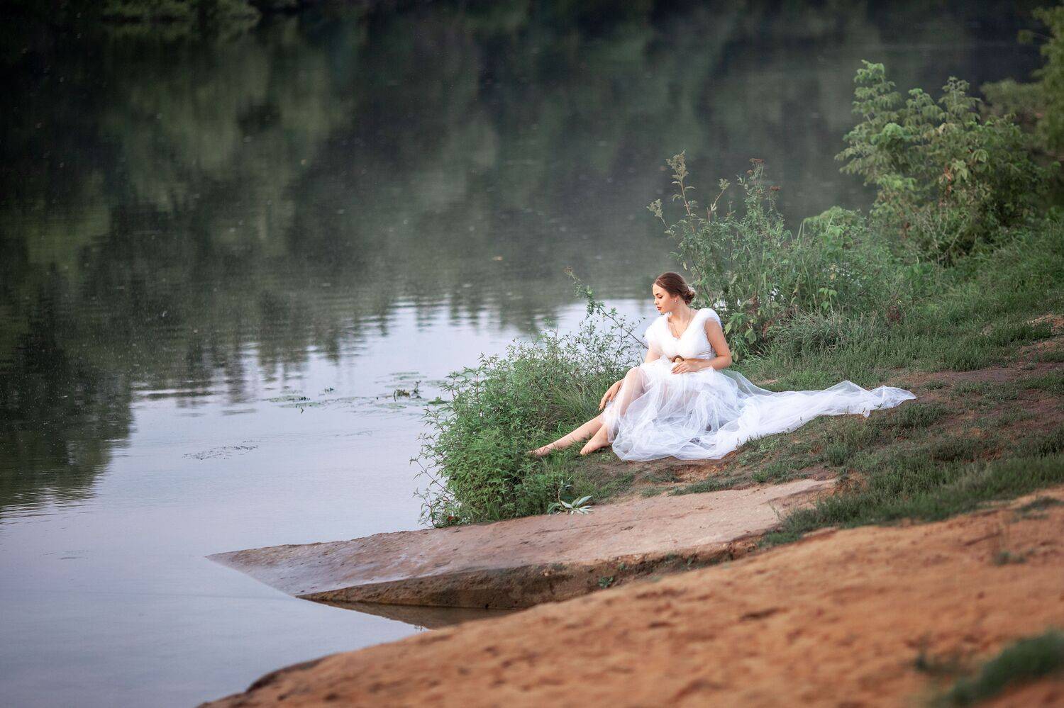 вода, девушка, река, вечер, август, Елена Шуваева
