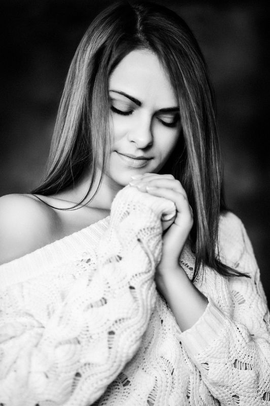 девушка, студия, художественное фото, портрет, женский портрет, ч/б enjoyment фото превью