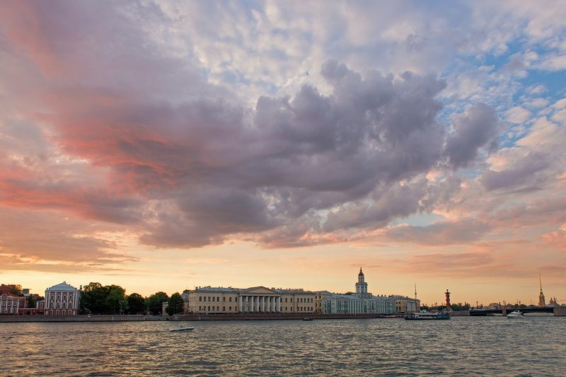 закат, санкт-петербург, река, вода, нева Закат на Неве фото превью