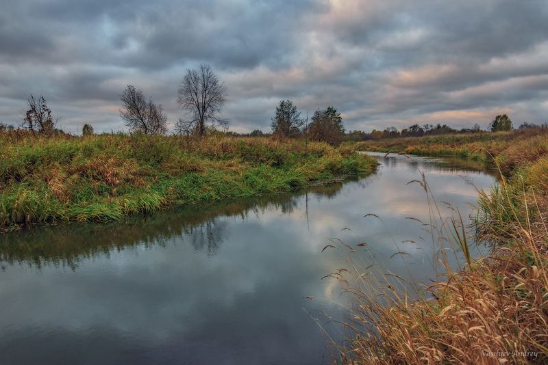 осень, утро, небо, ярославская область, облака, река устье Утро на реке Устье фото превью