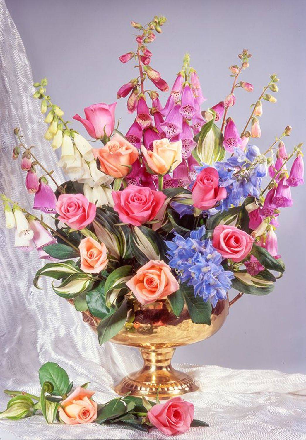 наперстянка, розы, дельфиниум, натюрморт, букет, Бекетова Ольга