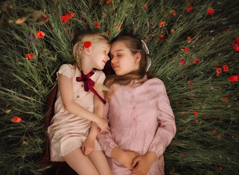 поле, лето, детство, мечты, девочки Маки фото превью