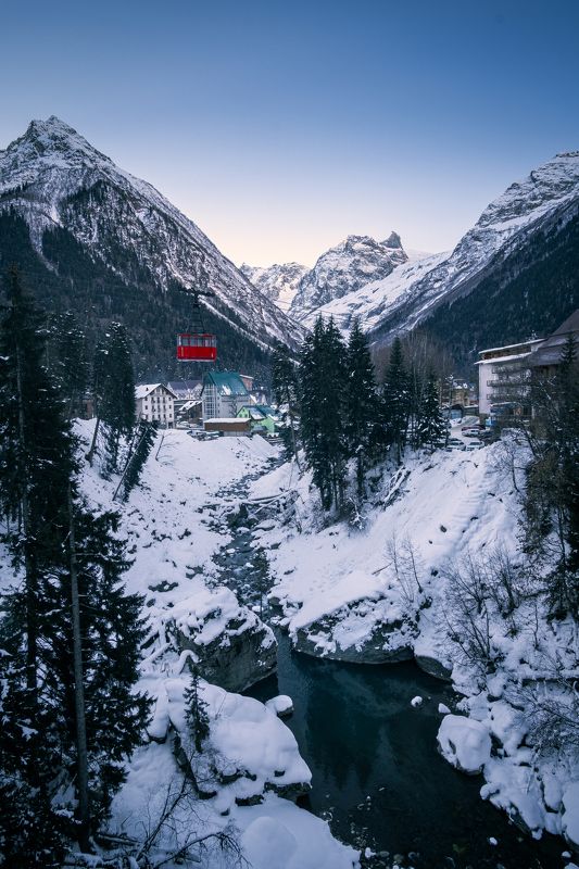 домбай, белалакая, фуникулер Красный фуникулер фото превью