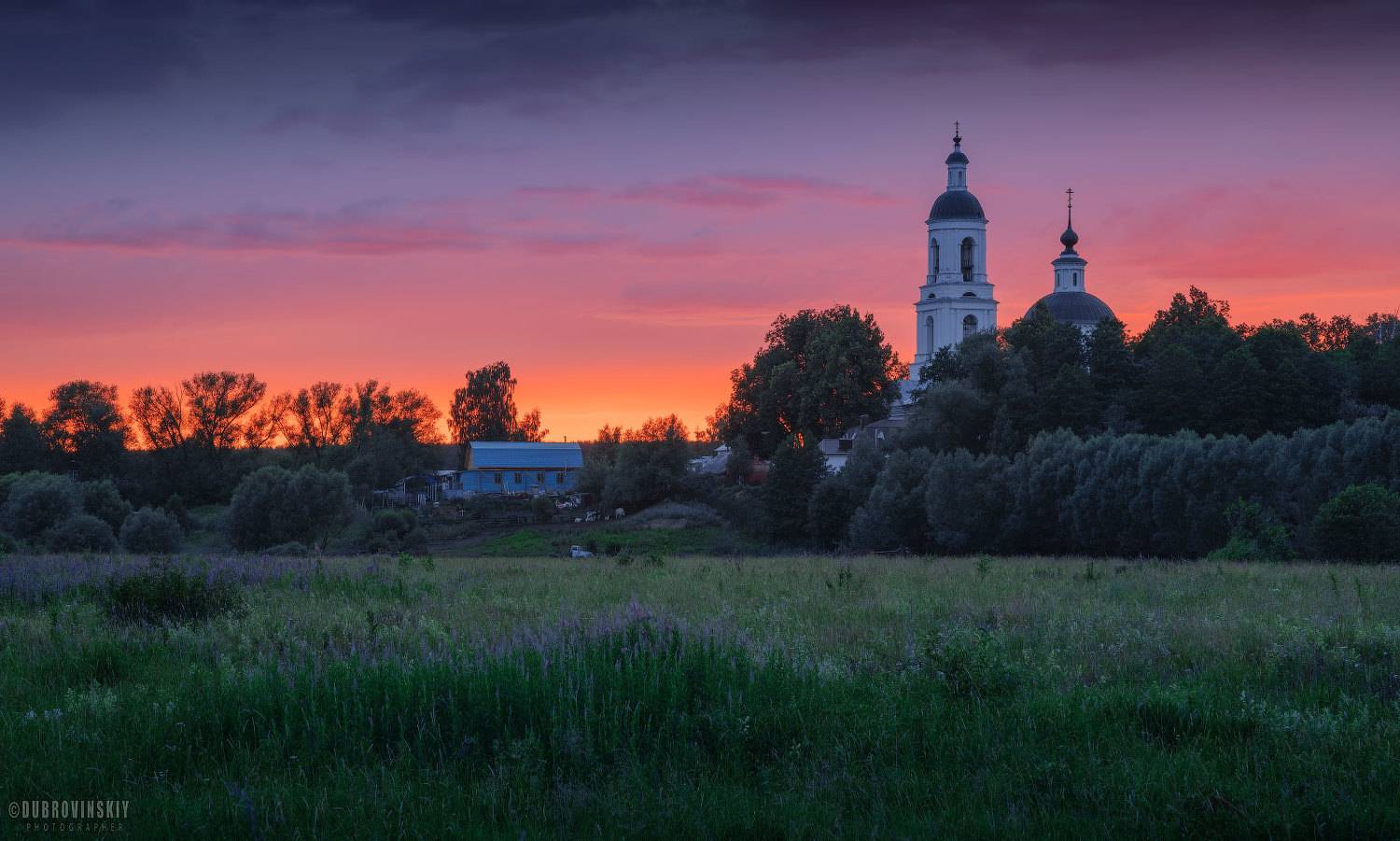 филипповское, владимирская область, храм, лето, закат, краски, Михаил Дубровинский