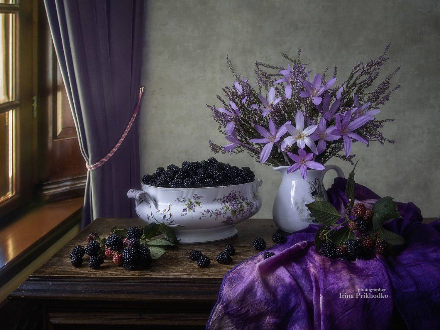натюрморт, букеты, цветы, ежевика, Приходько Ирина
