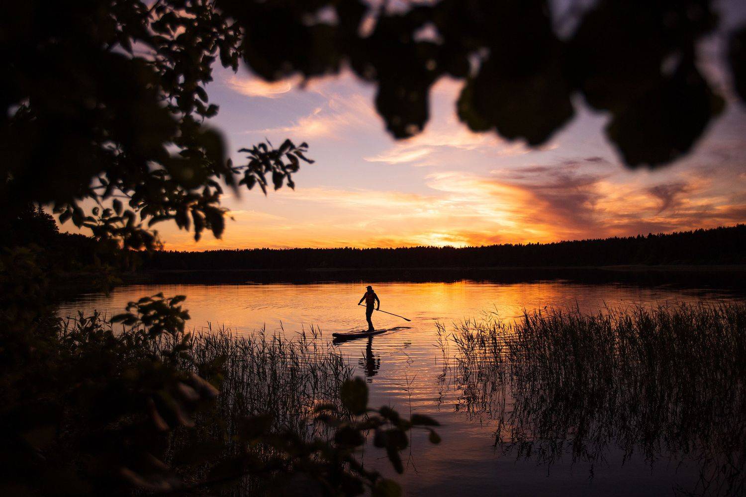 Селигер, закат, SUP, пейзаж, Владимир Кочкин