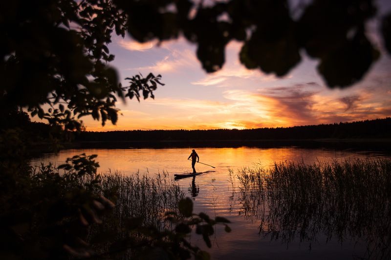 Селигер, закат, SUP, пейзаж Закат на Селигере фото превью