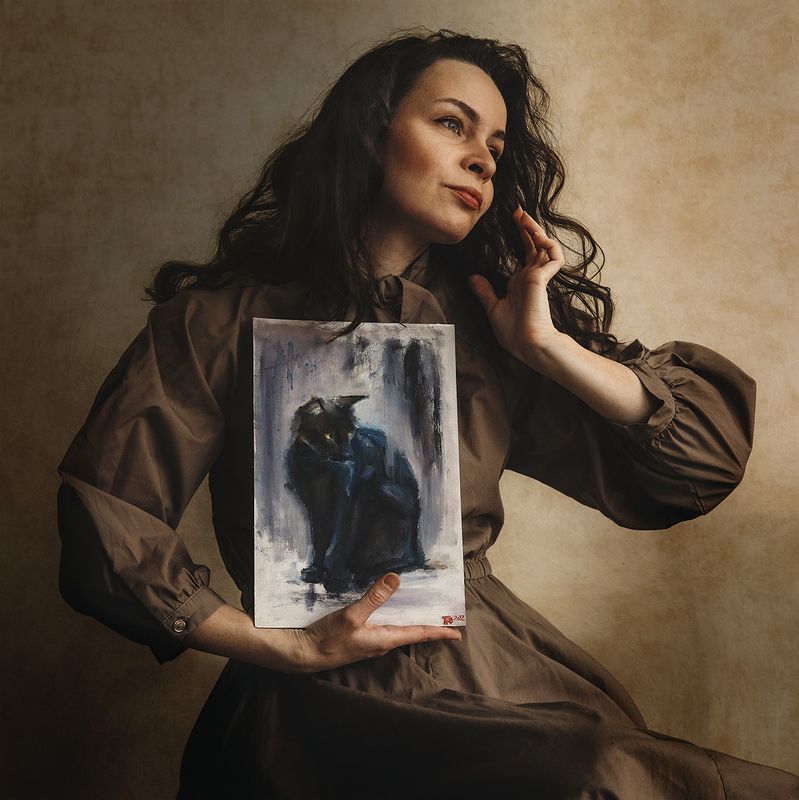 стилизация, fineart, винтаж, девушка, картина Портрет в портрете фото превью