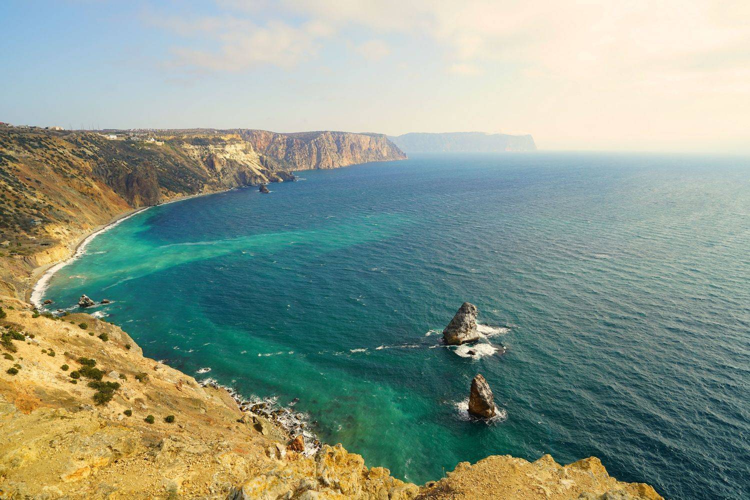 sea, horizon, coast, morning, mountain, rock, landscape, nature, cape, Сергей Андреевич