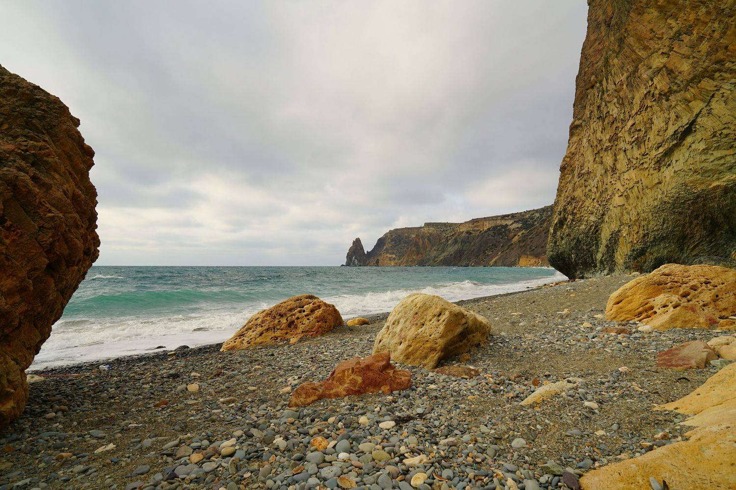 sea, horizon, coast, morning, mountain, rock, landscape, nature, cape, Сергей Андреевич