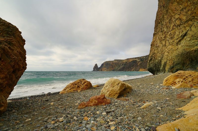 sea, horizon, coast, morning, mountain, rock, landscape, nature, cape Morning фото превью